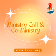 Ministry Call & Co Ministry in two white circles with orange and yellow background with 2 white stars