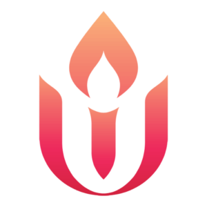 UUA Logo - pink, orange, red flame in a red chalice